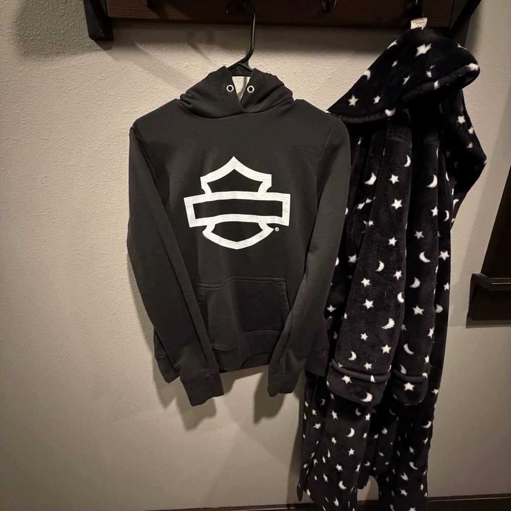 Harley-Davidson Black Hoodie with White Logo